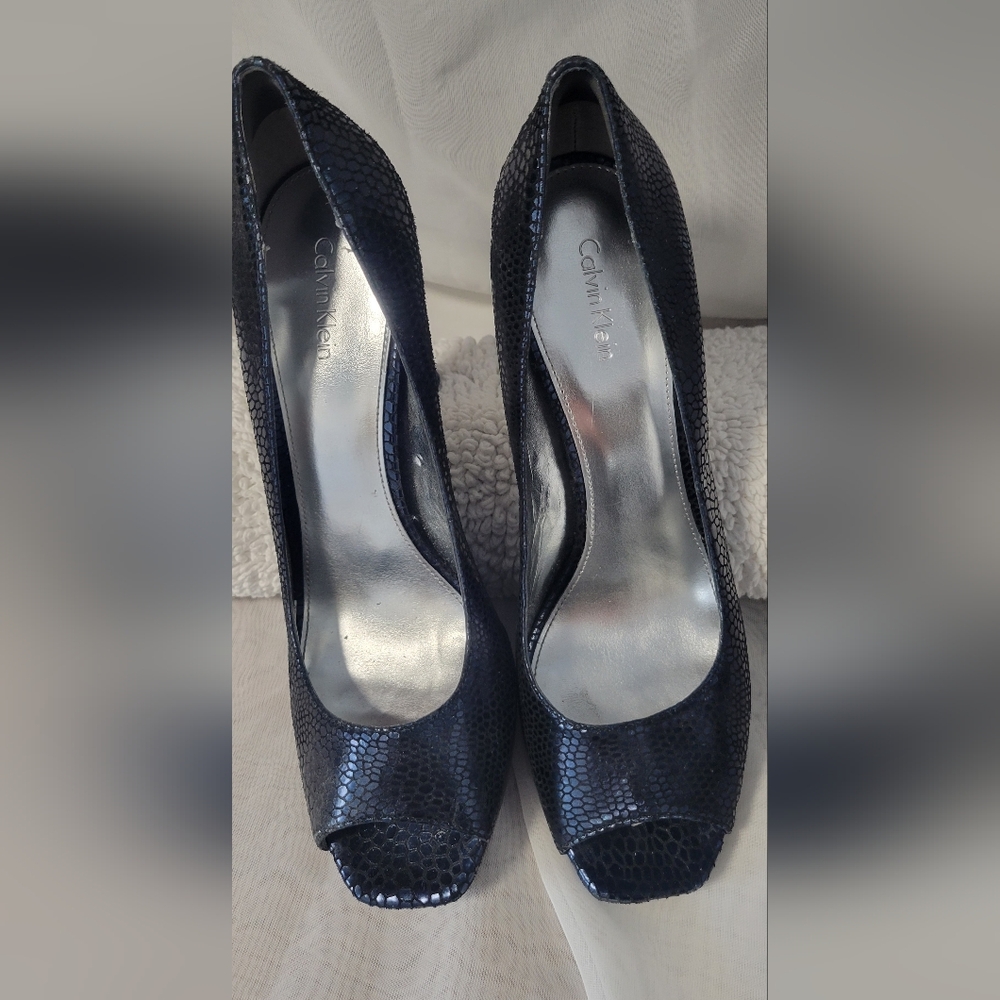 Calvin Klein Navy Textured Heels